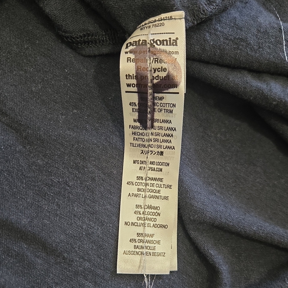 Patagonia Wear With All Wrap Dress Hemp Organic Cotton Dark Blue Midi Med 75220 - Picture 11 of 13